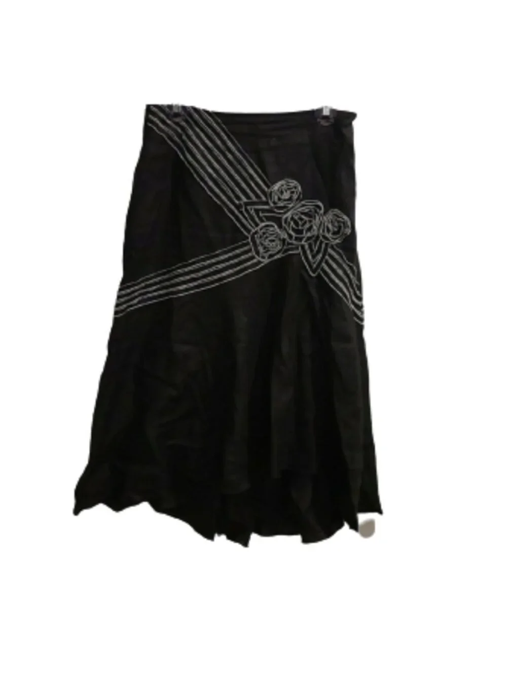 Simply JM linen skirt w/raised wht stitch pattern